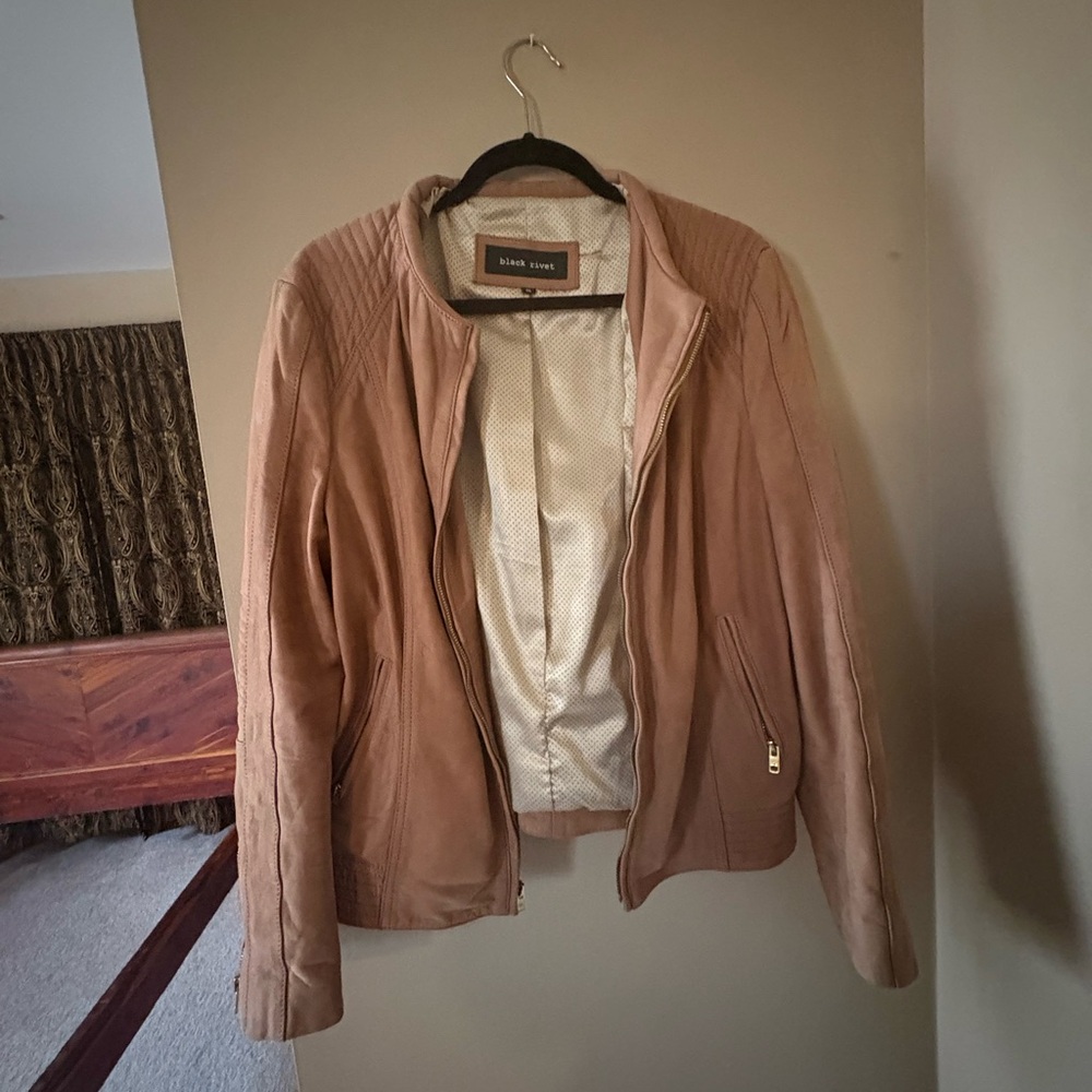 Black Rivet Tan Leather Jacket